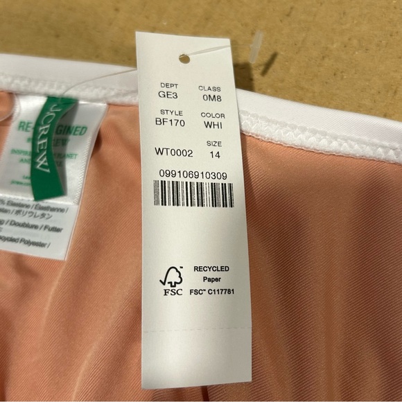 J. Crew Bow Tie One Shoulder One Piece Swimsuit, White, Vacation, Sz 14, NWT - Picture 5 of 12